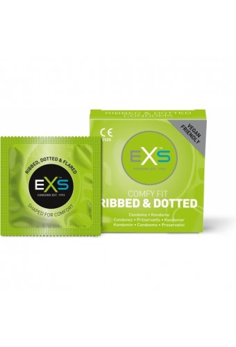 EXS PRESERVATIVOS RIBBED DOTTED AND FLARED 3 PACK